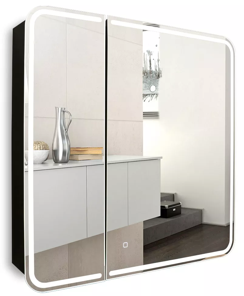 Зеркальный шкаф Silver Mirrors 805*800 Alliance - BLACK LED-00002611
