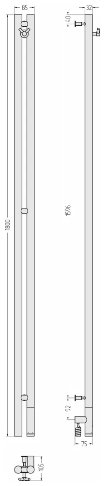Полотенцесушитель электрический Сунержа Нюанс 3.0 85х1800 12-5843-1853