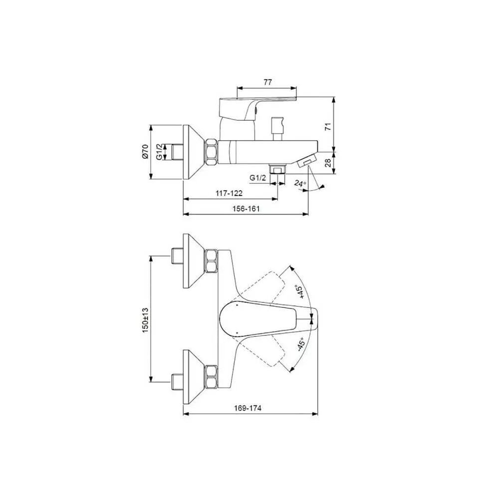 Комплект смесителей 3 в 1 Ideal Standard Esla BC264AA, хром