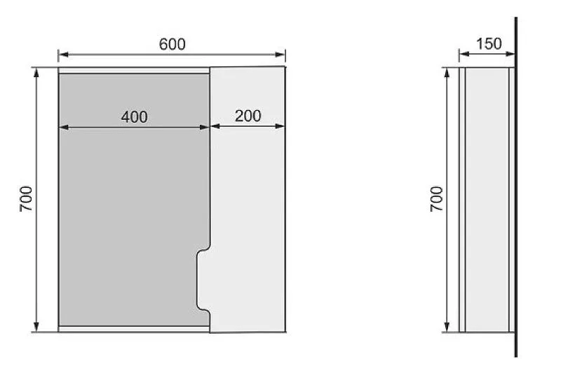 Зеркальный шкаф Jorno Moduo Slim Mod.03.60/W , с подсветкой