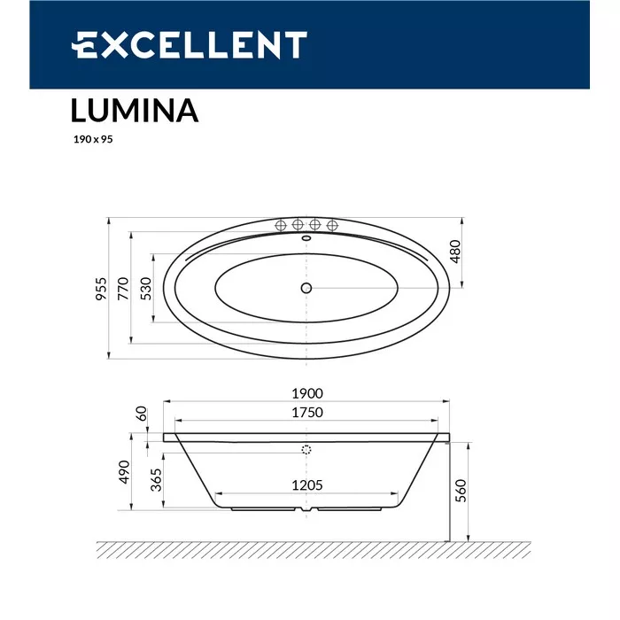 Ванна акриловая Excellent Lumina 190х95.5 WAEX.LUM19WH