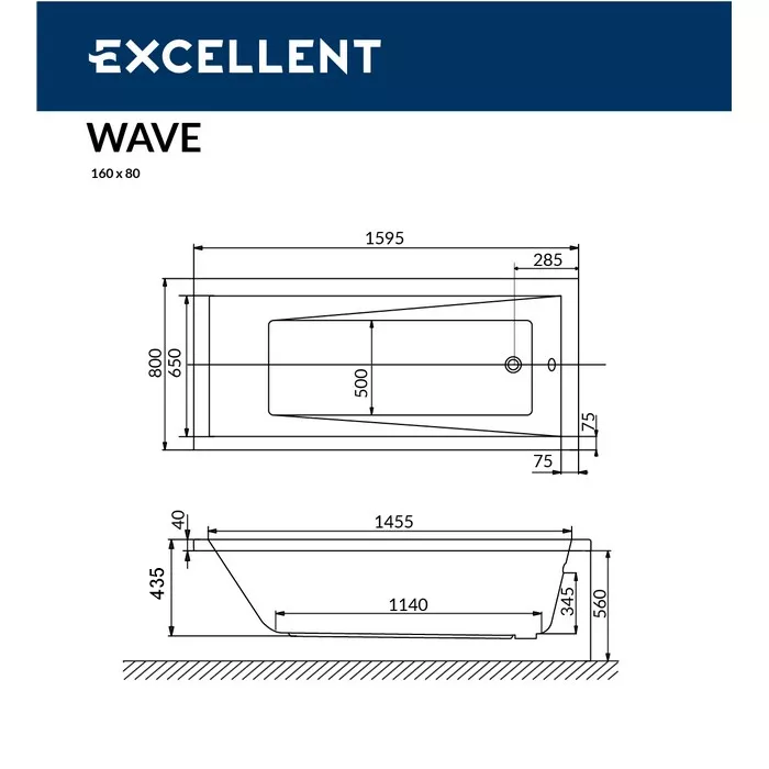 Ванна акриловая Excellent Wave 160х80 WAEX.WAV160.80WH