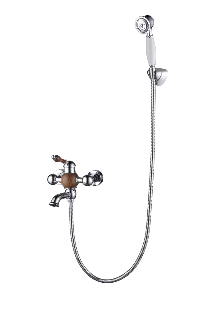 Коричневый смеситель для ванны с душем Kaiser Wood 61022