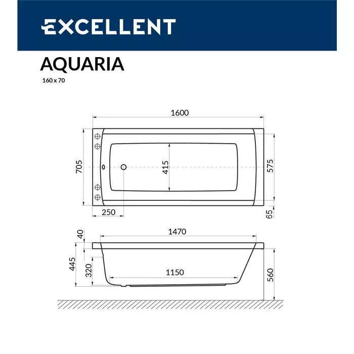 Ванна акриловая Excellent Aquaria 160х70 WAEX.AQU16WH