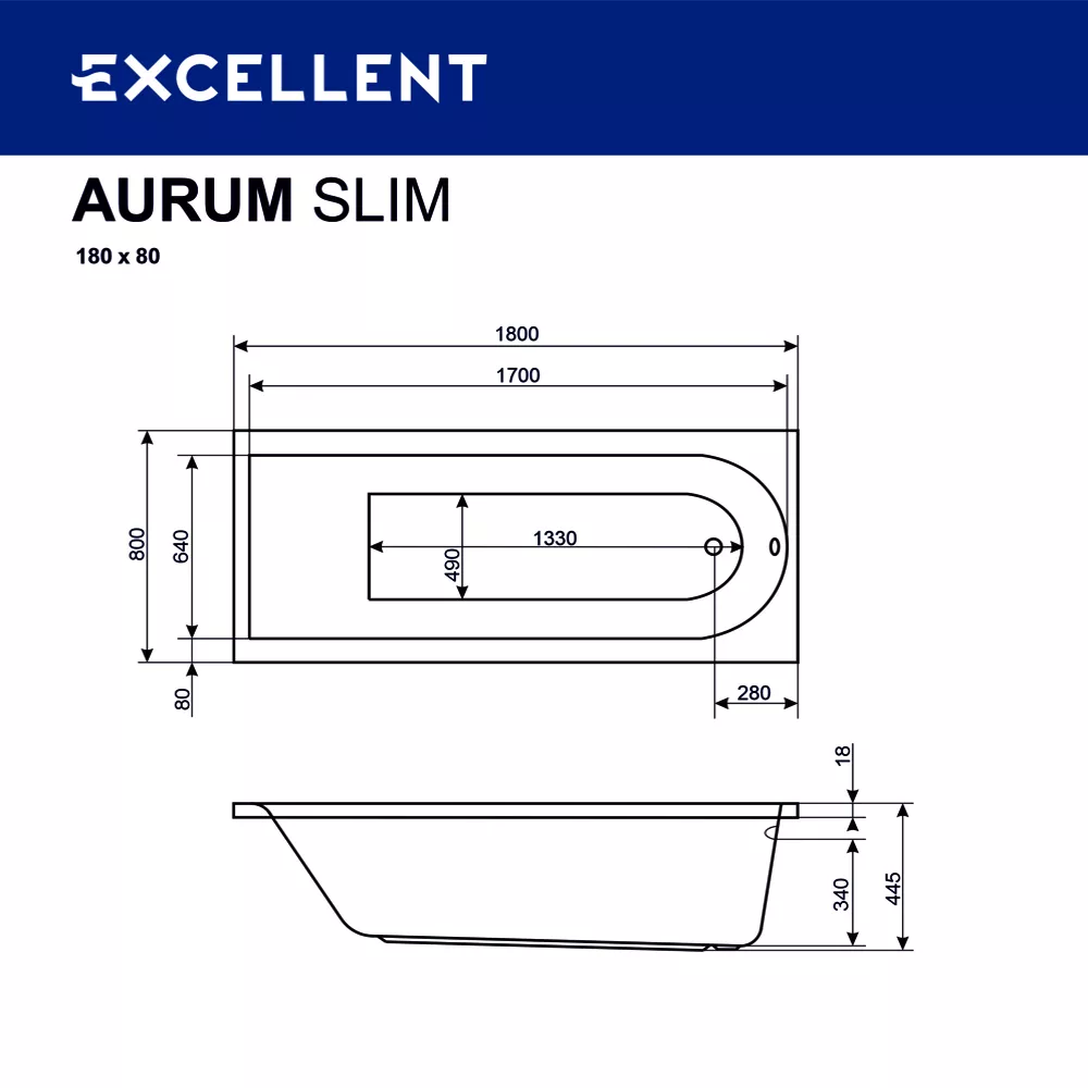 Ванна акрилования Excellent Aurum 180х80 WAEX.AUR18WHS
