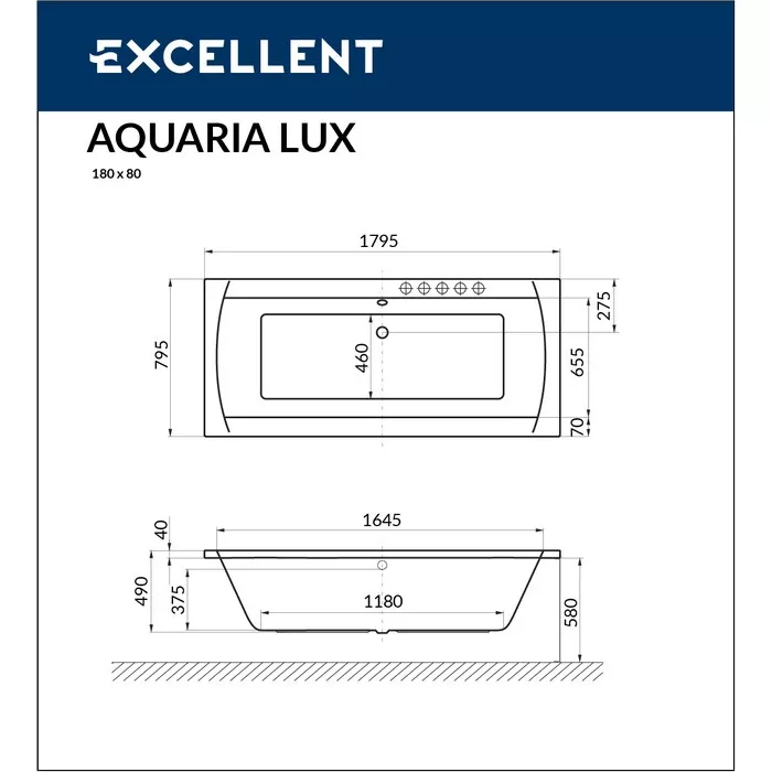 Ванна акриловая Excellent Aquaria 180х80 WAEX.AQU18WH