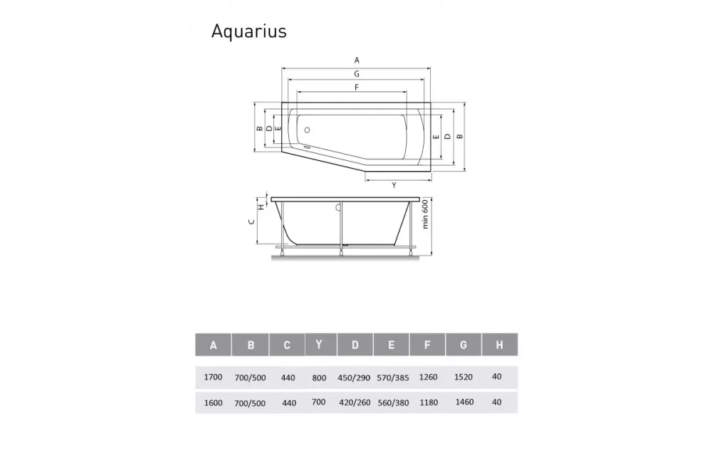 Ванна акриловая Relisan Aquarius 160х70 Гл000013736