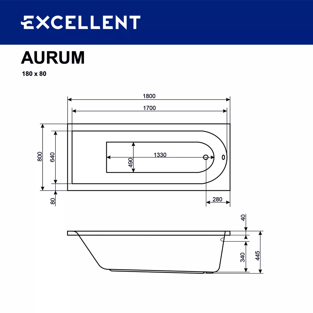 Ванна акрилования Excellent Aurum 180х80 WAEX.AUR18WH