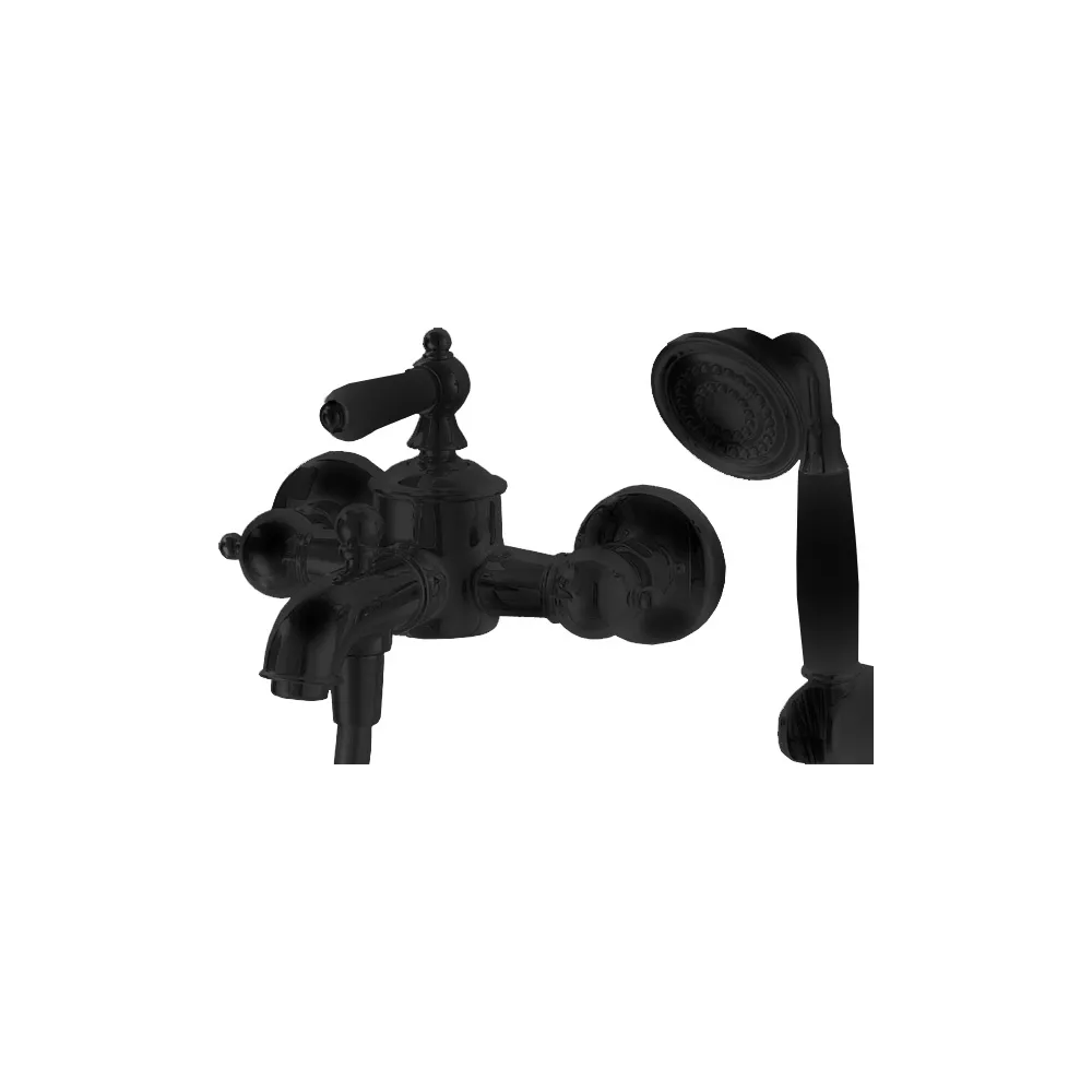 Настенный смеситель для ванны с душем Bravat Art black F675109BM-B