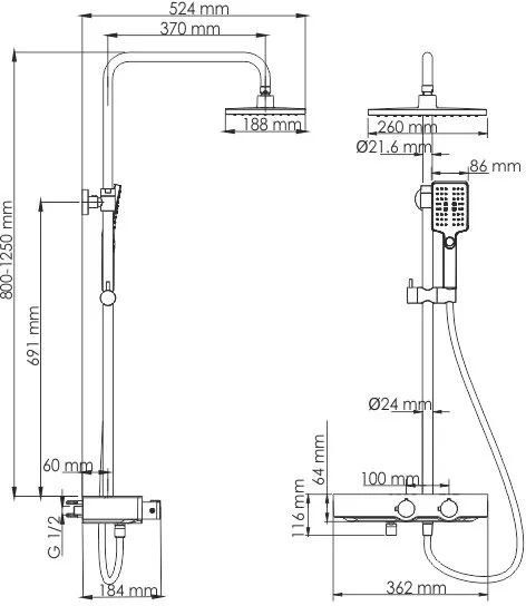 Душевая система Wasserkraft Thermo A11401