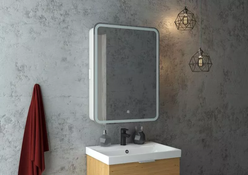 Зеркало-шкаф с подсветкой Art&Max Platino AM-Pla-550-800-1D-R-DS-F
