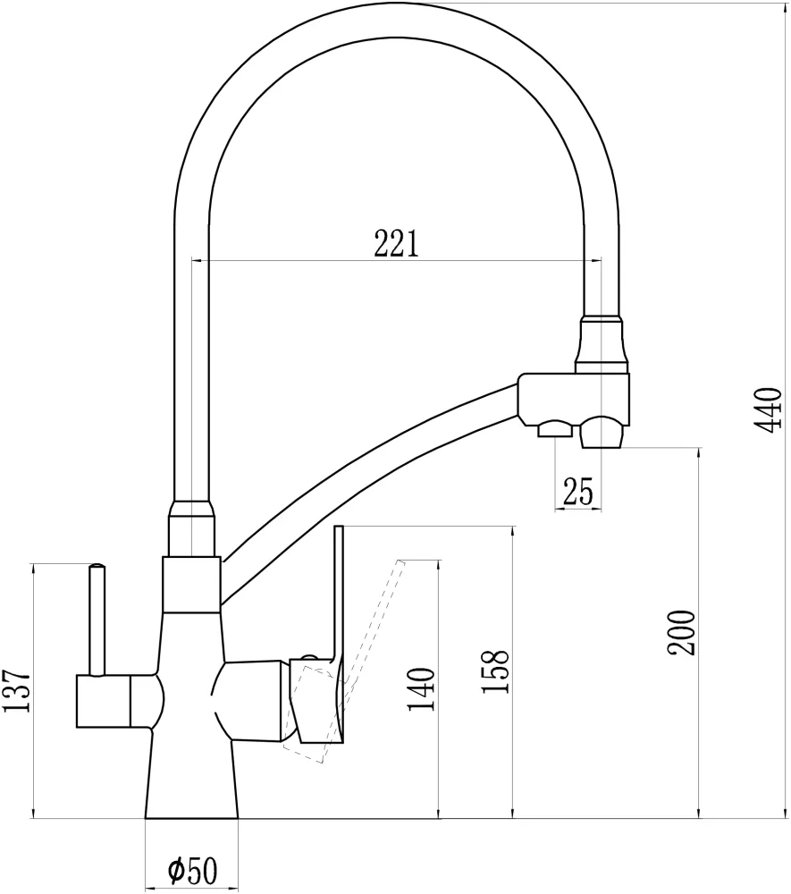 Смеситель для кухонной мойки Savol S-L1805L-03