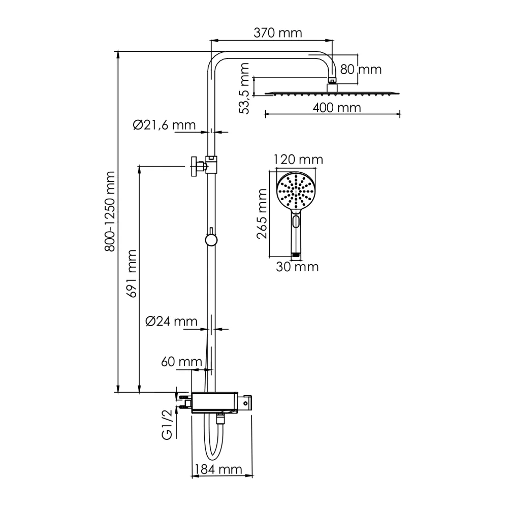 Душевой комплект WasserKRAFT A113.119.127.CH Thermo