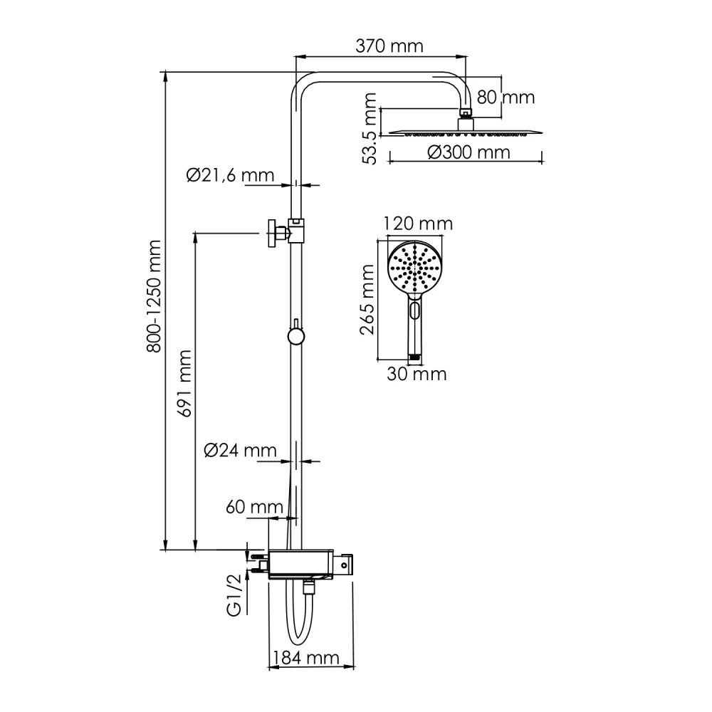 Душевой комплект WasserKRAFT A113.116.127.CH Thermo