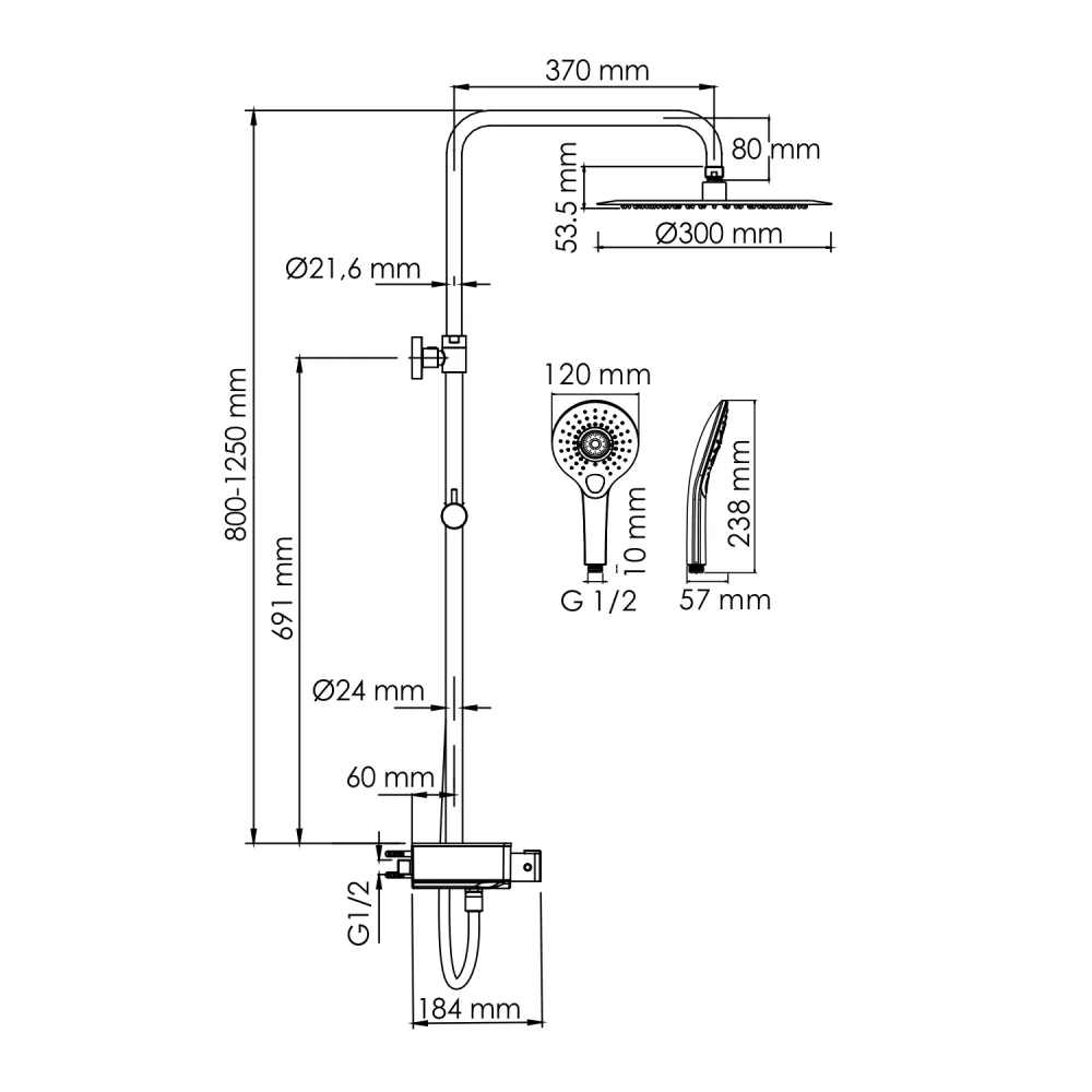 Душевой комплект WasserKRAFT A113.116.101.CH Thermo