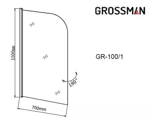 Шторка для ванны Grossman GR-100/1