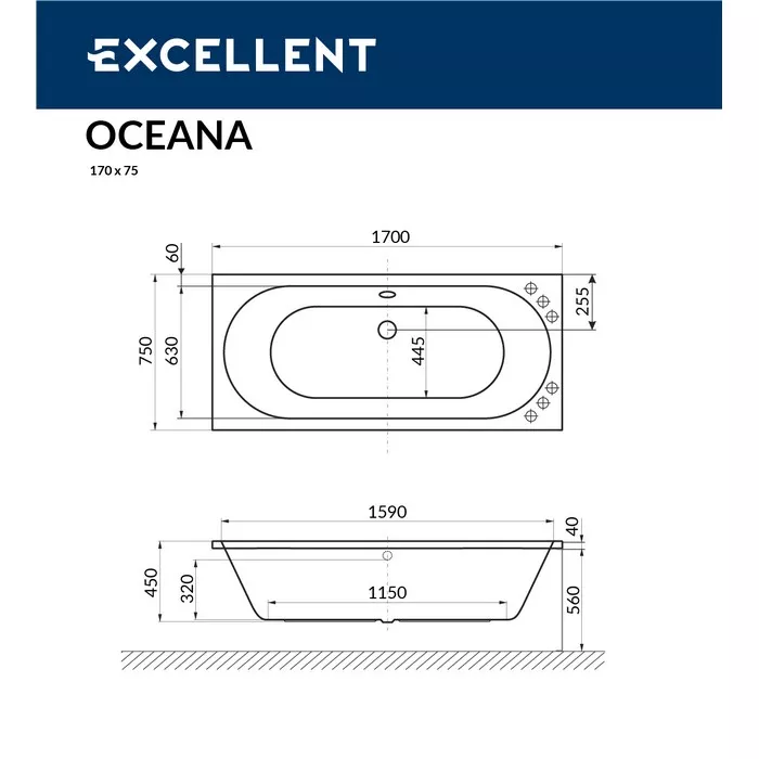 Ванна акриловая Excellent Oceana 170х75 WAEX.OCE17WH