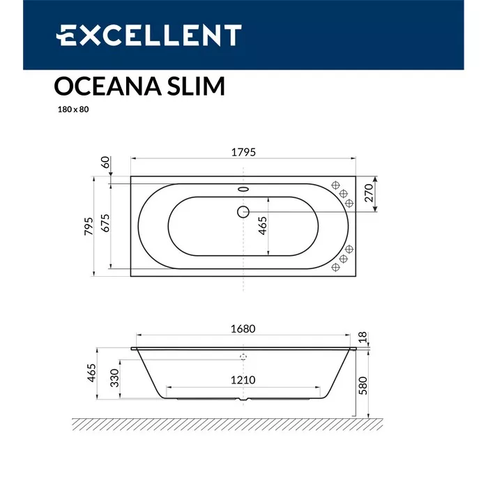 Ванна акриловая Excellent Oceana 180х80 WAEX.OCE18WHS
