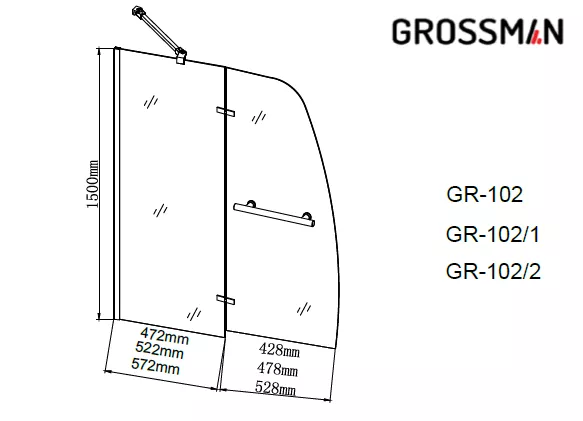 Шторка для ванны Grossman GR-102/2