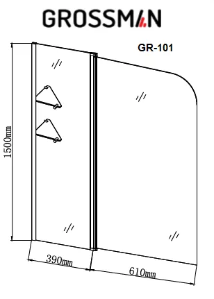 Шторка для ванны Grossman GR-101