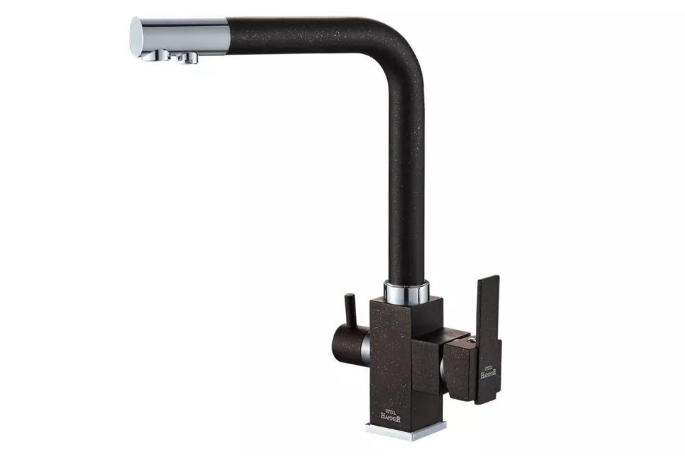 Рычажный смеситель для кухни Zorg Steel Hammer SH 805 BLACK CR
