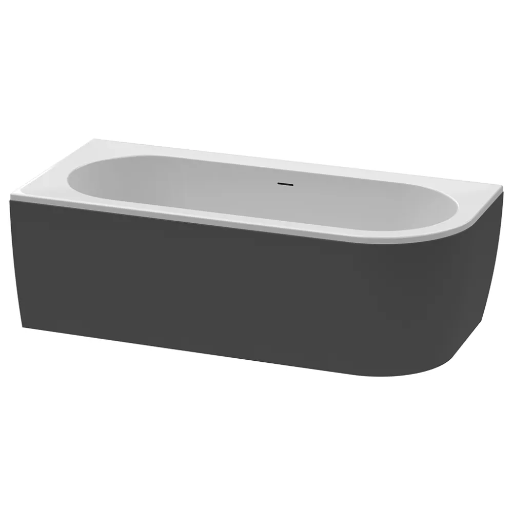 Акриловая ванна со слив-переливом Cezares Slim 179х79 SLIM CORNER-180-80-60-L-NERO-SET