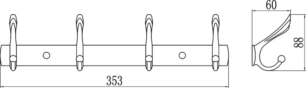 Планка с крючками Savol S-06204B